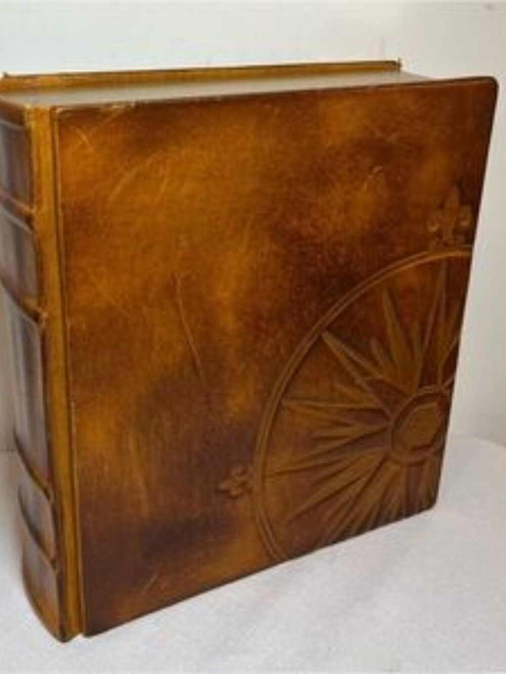 Decorative Book Box Faux Leather Embossed Cover Vintage Storage